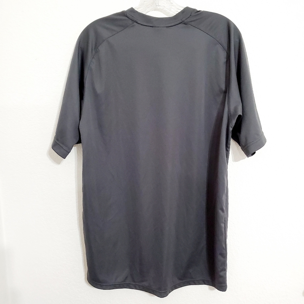 Nike gray yellow & white  short sleeve athletic top jersey Lrg. workout gym rat - Picture 2 of 5